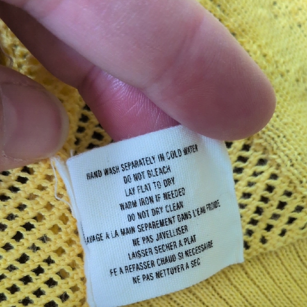 ANTHRO I Yellow Lightweight Knit Hooded Open Cardigan Sweater by Sparrow, M - Picture 10 of 12
